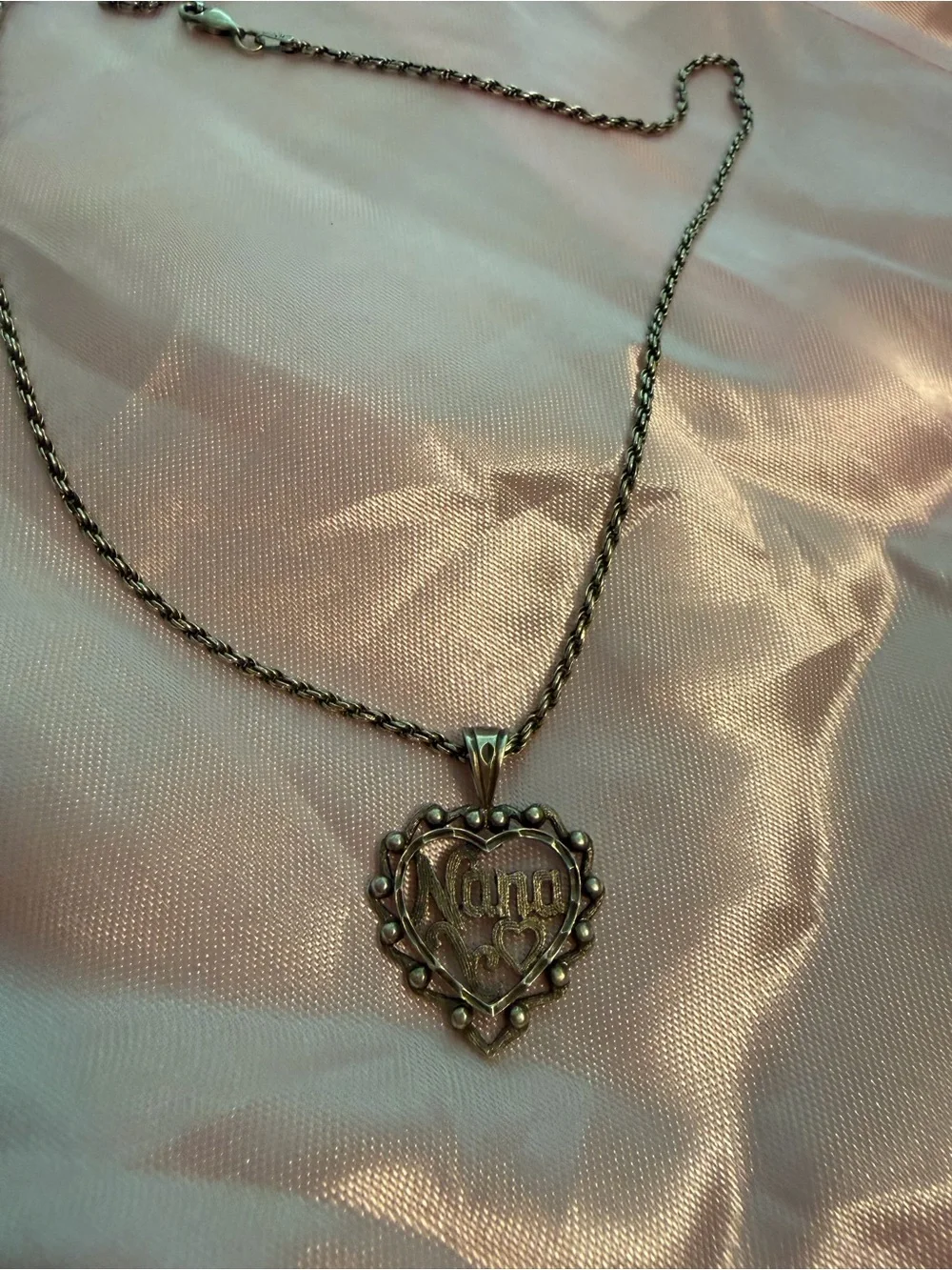 Sterling Silver Heart NANA  Pendant Necklace -
